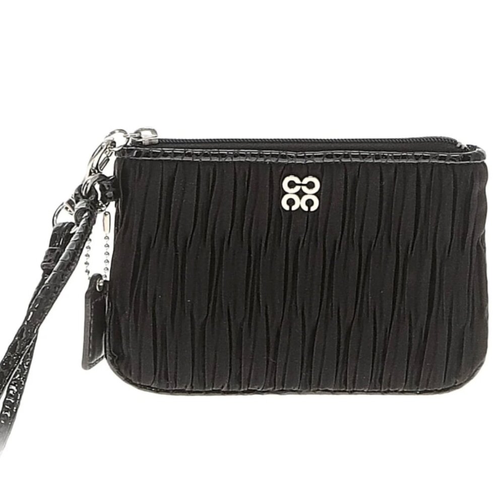 Coach Black Pleated Fabric Wristlet in Mint Condition with Original Packaging